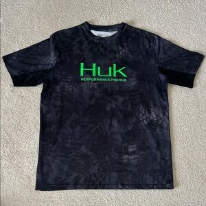 Huk Black T-Shirt with Green Logo